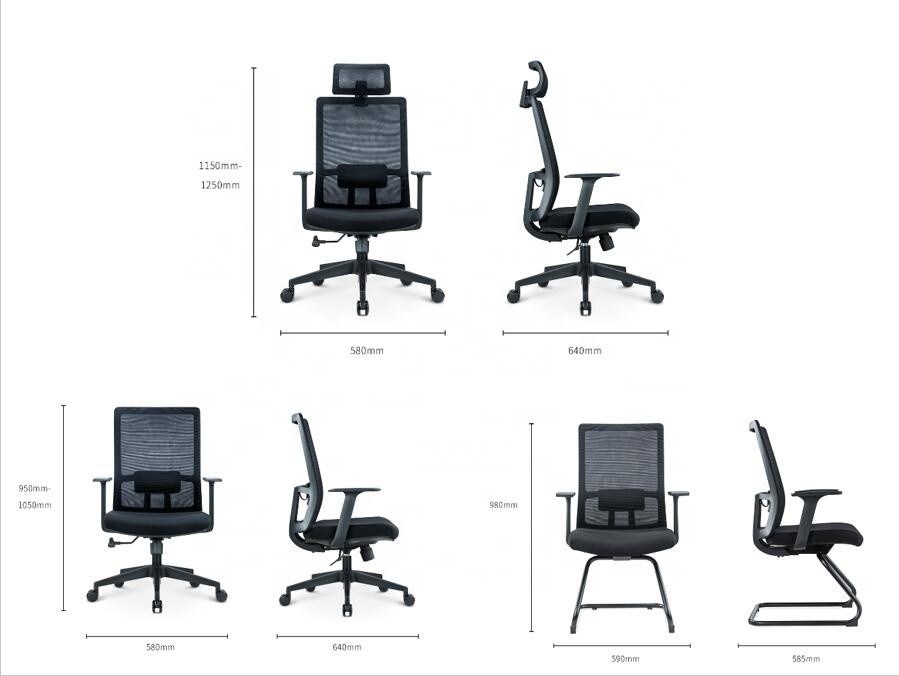 พนักงาน บ้าน Mesh Backrest Lift โรงแรมที่สลับ Chair with Headrest and Ergonomic Support