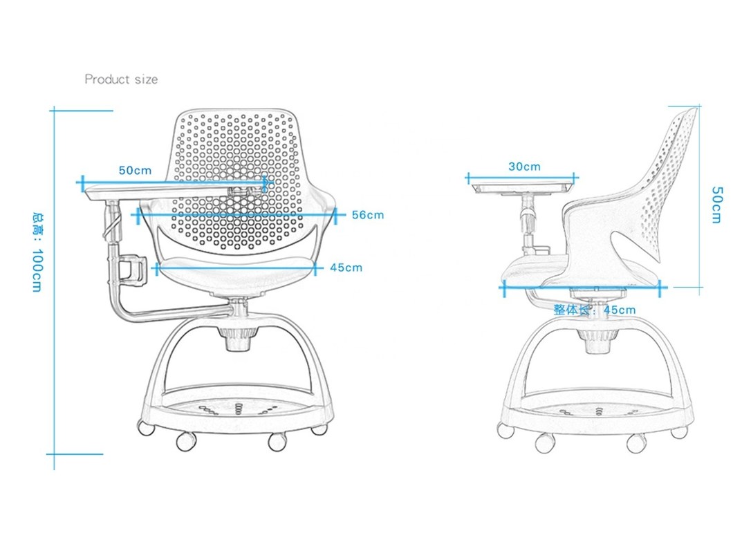 เก้าอี้นักเรียนพลาสติกฝีมือดีพร้อมโต๊ะทำงาน เก้าอี้ผู้บริหาร 620*950*940MM