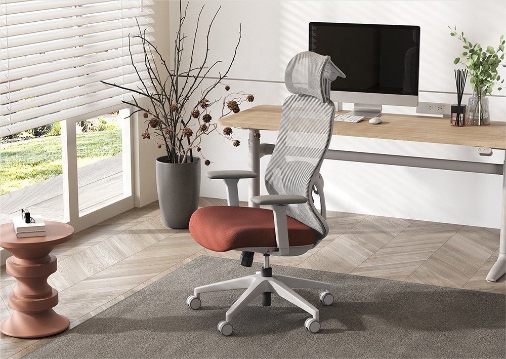 เก้าอี้หมุนที่สามารถปรับได้สูงหลังสํานักงาน พร้อมแขนแขน 3 มิติและหมอนที่นั่งสบาย