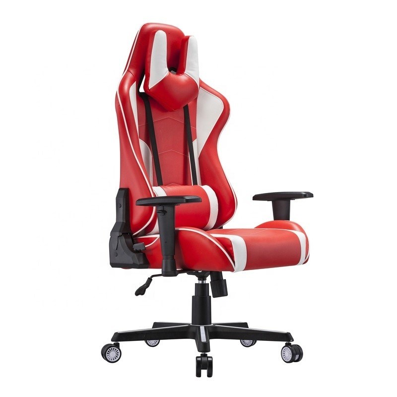 Comfortable E-sports Chair Revolving Professional White PU Leather Racing Gaming Chair