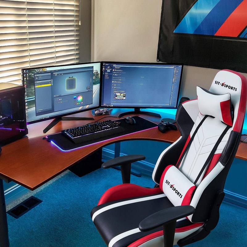 เก้าอี้เกมมิ่งแข่งรถหนัง PU สีขาวที่นั่งสบายสำหรับประสิทธิภาพอีสปอร์ตระดับมืออาชีพ