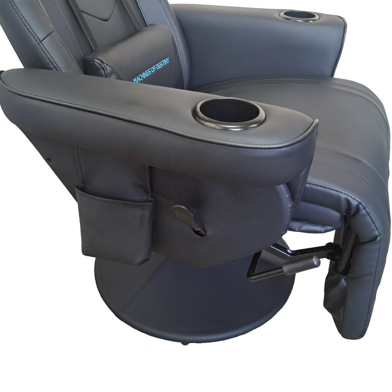 ห้องเล่นเกมต้องมี เก้าอี้เกมมิ่งสุดหรูสีดำสนิท พร้อมที่วางแก้วและลำโพงบลูทูธ