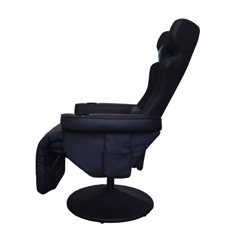 Black Racing Style PU Leather Office Gaming Sofa With Footrest 50*80*110cm for Gaming Room