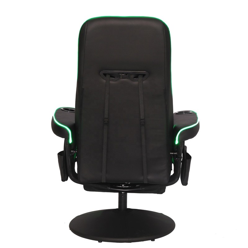 โซฟาเกมส์สไตล์แข่งขันสีดํา / สีฟ้าหรู พร้อมเครื่องถือถ้วยแสง LED และรองเท้า